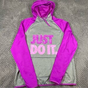 Nike Women's Purple and Gray Therma-Fit‎ Hoodie Size M